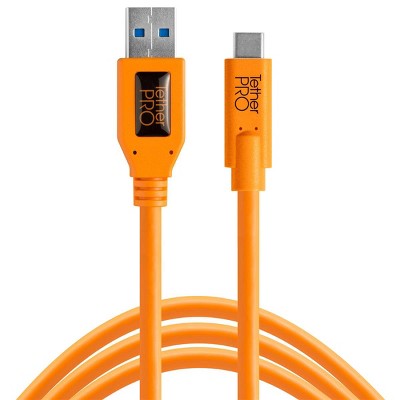  Tether Tools TetherPro USB to USB-C Cable, 15', Orange 