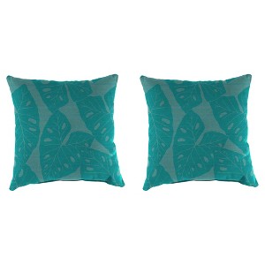 Outdoor Set Of 2 Decorative Pillows - Aqua Spark - Jordan Manufacturing, Blue Spark