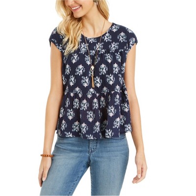 Style & Co. Womens Tiered Floral Pullover Blouse
