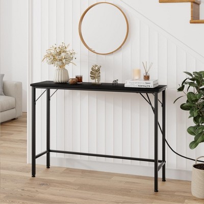 9.1"  Narrow Console Table with Outlets, Behind Couch Table for Living Room