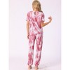 cheibear Women's Soft Tie Dye T-shirt with Pants Pajama Set 2 Pcs - 3 of 4