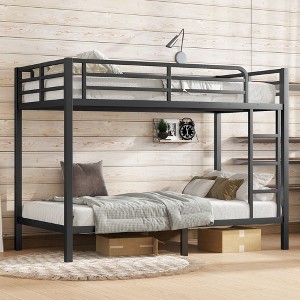 NicBex Modern Metal Frame Twin/Full over Queen Floor Bunk Bed for Teens/Adults,Simple Bed Frame with Guardrails for Bedroom,Kids Room - 1 of 4