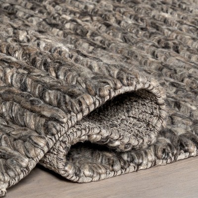 Gray Braided Wool and Cotton Handmade Area Rug 4x6