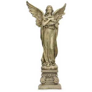 Roman 48" Angel Holding Wreath Resin Outdoor Garden Statue Gray - 1 of 4