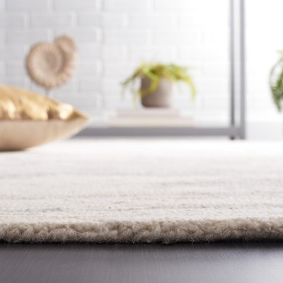 Ivory and Gray Abstract Handmade Wool 4' x 6' Area Rug
