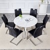 FURNIinspire Dining Sets Table And Chair Set, 42" Round Table And 6 White Dining Chairs, Dining Set For Restaurants, Dining Room, Black And Silver - 4 of 4