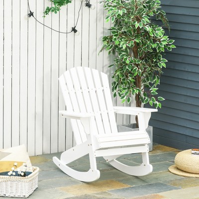 White Wooden Adirondack Rocking Chair with Arms for Outdoor
