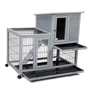 AZL1 Life Concept Pet Crates and Houses Multi-Purpose Rabbit Hutch Spacious Area with Smooth Casters Removable Trays, Gray, 38.98"*23.82"*36.61" - 1 of 4