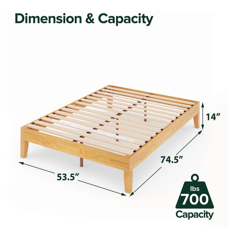 Moiz 14" Deluxe Wood Platform Bed Frame Natural - Zinus, 6 of 13