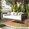 CAVINAS Patio Twin Size Garden Swing Bed,Wood Porch Swing with Ropes,Outdoor Swing for Backyard Garden - 2 of 4
