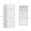 Famapy Wardrobe Pure White Vertical Double Door Closet Wardrobe with Hanging Shelves - 4 of 4