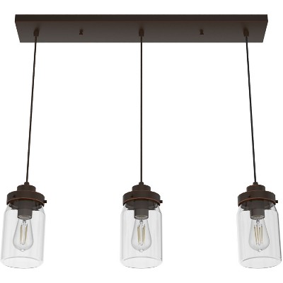 Onyx Bengal Rustic 3-Light LED Jar Pendant with Clear Glass Shades