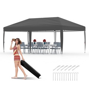 Garvee 10x20 Pop Up Canopy - Easy Up Camping Tent with One Roller Bag, 3 Adjustable Height, 4 Weight Bags for Deck, Garden, Sports, Beach, Grey - 1 of 4