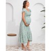 Maternity Square Neck Dress Flutter Sleeve Summer Smocked Midi Dress for Baby Shower Photoshoot - 4 of 4