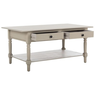Vintage Gray Rectangular Wood Coffee Table with Storage