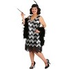 HalloweenCostumes.com Plus Size Fringe Silver and Black Flapper Dress for Women - 3 of 3