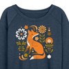 Women's - Instant Message - Autumn Fox & Flowers Lightweight French Terry Wide Neck Long Sleeve Shirt - 2 of 4