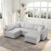 106.3'' Acrylic Imitation Rabbit Plush U-Shaped Sectional 4-Person Sofa with Hydraulic Lift Ottoman, Built-In Storage, and Washable Cushions - 4 of 4