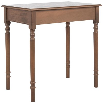 Arina Brown Wood Spindle Leg Writing Desk with Drawer