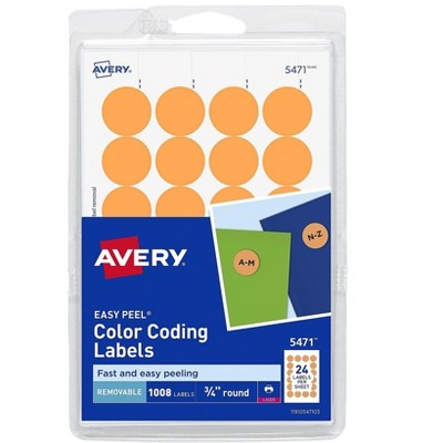 Avery Easy Peel Laser Color Coding Labels 3/4" Dia. Neon Orange 538116