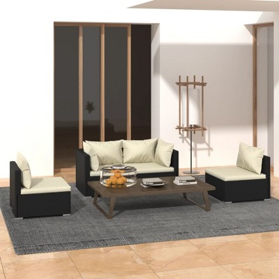 Garden Lounge Set Black, Cream vidaXL