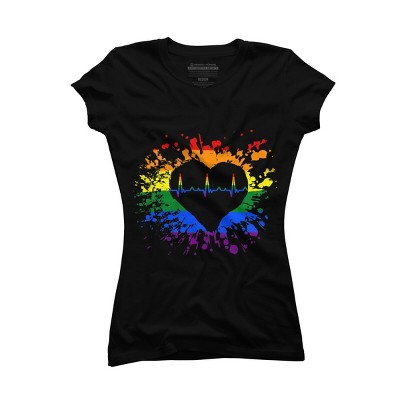 Adult Design By Humans Pride Heartbeat EKG Splatter By LegatoTendo T-Shirt