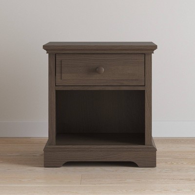 Slate Gray Universal 1-Drawer Nightstand with Open Shelf