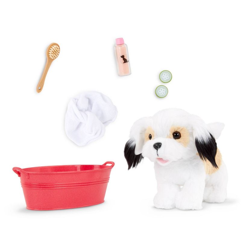 Our Generation Spa Day Pup Posable 6&#34; Shih Tzu Pet Accessory Set, 1 of 7