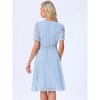 Allegra K Women's Square Neck Metallic Stars Ruffle A-Line Stretch Waist Midi Dress - 3 of 4