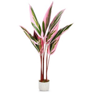 Orieon 4FT Artificial Calathea Plant with Pot, Large Faux Potted Tree for Indoor & Outdoor Home, Office & Living Room Decor - 1 of 4