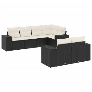 vidaXL Garden Sofa Set Black PE Rattan, Powder-coated steel, 100% Polyester - 1 of 4