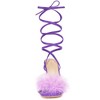Allegra K Women's Faux Fur Slingback Block Heels Lace Up Sandals - 2 of 4