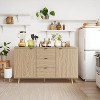 Coffee Bar Cabinet with 3 Drawers and 2 Doors, Sideboard Buffet Cabinet with Storage, Adjustable Shelf, Natural Wood Console, for Dinning Room - 3 of 4