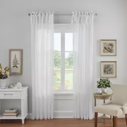 Jolie Semi-Sheer Tie Top Window Curtain Panel - Elrene Home Fashions