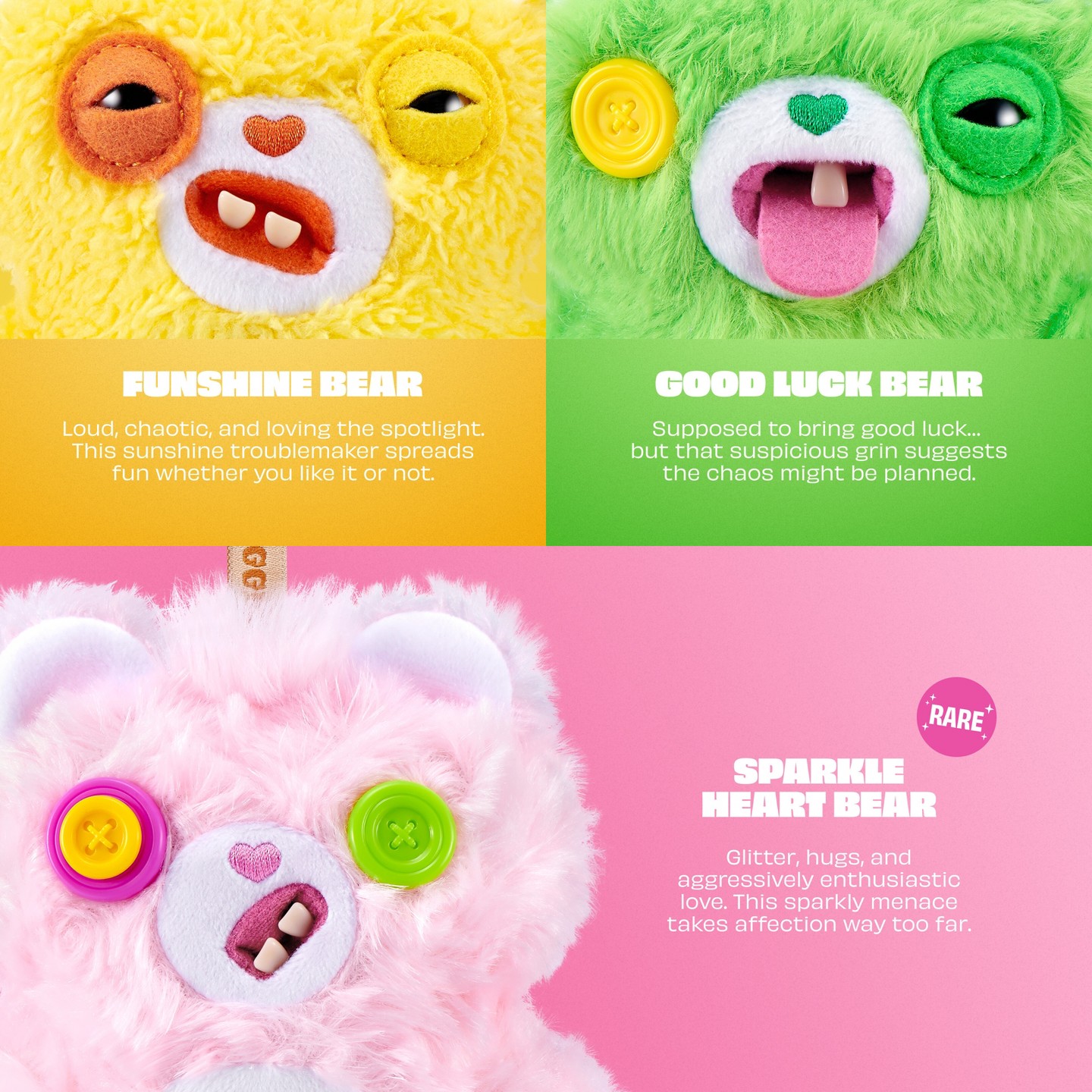 Детские мягкие игрушки Fuggler Care Bears Keyring Charms 5" — фото 4