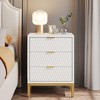 ORRD Modern White & Gold Nightstand, 3-Drawer Bedside Table with Hexagon Pattern & Metal Base, Tall End Table for Bedroom & Living Room - 2 of 4