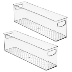 mDesign Plastic Kitchen Pantry Cabinet Food Storage with Handles, 2 Pack - Clear