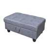AndMakers 34 in. W Dark Gray Linen Rectangle Ottoman with Storage - 2 of 3