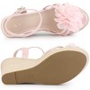 BLISSFUL STEP Women's Flower Platform Wedge Heel Open Toe Sandals - 4 of 4