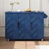 KWPZQEB Kitchen Island, Rolling Kitchen Island Table on Wheels with Drop Leaf, Storage Cabinet, Towel Rack & Adjustable Shelf, Wooden Cabinet, Navy - 2 of 4