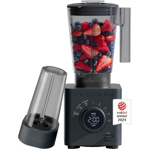 Chefman Obliterator 48oz 1380W Pro Countertop Blender with 20 oz Travel Jar - Midnight - 1 of 4