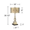 Possini Euro Design Doris Traditional Table Lamp with Black Marble Riser 30 1/2" Tall Brass Candlestick Openwork Double Drum Shades for Living Room - 4 of 4