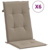 vidaXL Garden Highback Chair Cushions 6 pcs Taupe 47.2 in.x19.7 in.x1.2 in. Fabric - 2 of 4