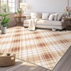 10'x13' Washable Modern Plaid Living Room Rugs, Geometric Checkered Soft Bedroom Carpet, Non Slip Large Dining Room Rugs, Orange/Taupe - 3 of 4