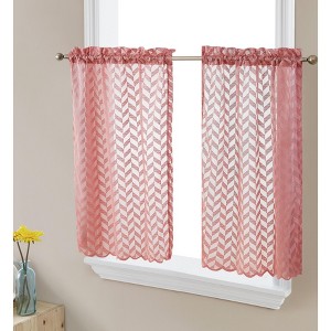 HLC.ME Herringbone Lace Sheer Kitchen Cafe Curtain Tiers for Small Windows & Bathroom - 1 of 4