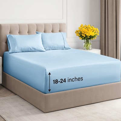 6 Piece Sheet Set - Extra Deep Pocket for 18"-24" Mattresses & Extra Pillowcases - CGK Linens