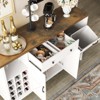 Coffee Bar & Buffet with Wine Racks, Hidden-Trash Multi-Functional Cabinet, Rustic White - 4 of 4