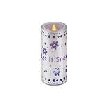 Diva At Home 7" Silver Colored "Let it Snow" Flameless Candle with LED Lights
