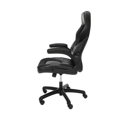 Black Mesh and Bonded Leather Reclining Gaming Chair with Armrests