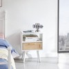 GustoWave 15.75" Farmhouse Nightstand, Rattan End Table Storage Cabinet with Drawer Shelf for Living Room Bedroom - 3 of 4